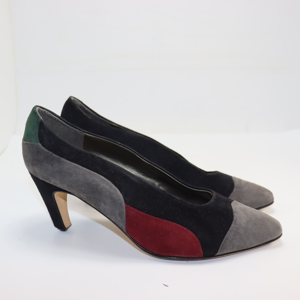 Francesco Colorblock Suede Heels 8.5 Multicolor Womens Pointed Toe Pumps